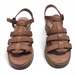 Lucky Brand LK-Jemimmy tan leather platform chunky sandal size 10 M